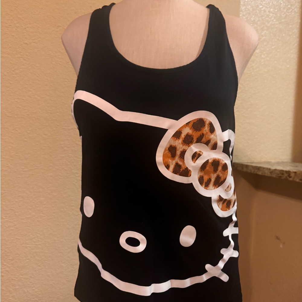 Y2k Sanrio Hello Kitty Racerback Tank Sz. L Leopard Bow